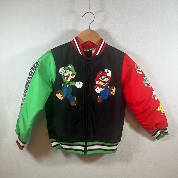 Nintendo Super Mario Red and Black Green Coat. Kids size 6/7 - Picture 2 of 5